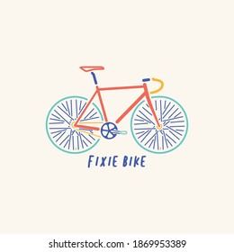Fixie Bike. Bicycle. Bike icon vector. Cycling concept. Trendy Flat style for graphic design, logo, Web site, social media, UI, mobile app, EPS10, poster, icon, etc