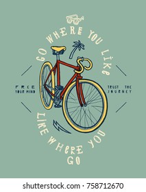 fixie bike grunge print. go where you like.