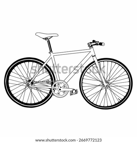 A fixie bike vector with a minimalist design and neat details. The bike with black and white suitable for graphic design needs or those related to bicycle themes.