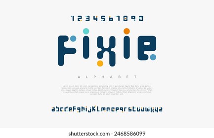 Fixie creative geometric modern urban alphabet font. Digital abstract futuristic, fashion, sport, minimal technology typography. Simple numeric vector illustration