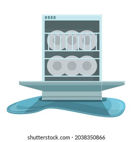 Vector de dibujos animados de iconos de dispositivo de corrección. Reparar máquina. Lavavajillas caseros