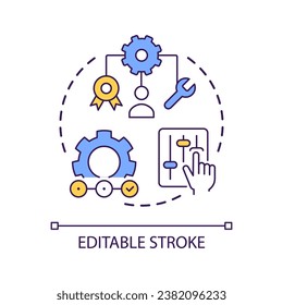 Fixing business processes concept icon. Achieve productivity. Company management abstract idea thin line illustration. Employee performance. Isolated outline drawing. Editable stroke. Arial font used