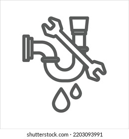 Fixing Leak Pipe Simple Line Icon Stock Vector (Royalty Free ...