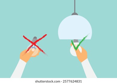 Fixing light,changing light bulb vector illustration.