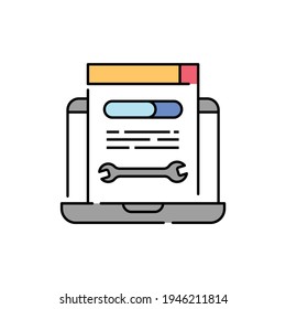 Beheben des Farbzeilensymboles für Probleme. Piktogramm für Webseiten, mobile App, Promo. UI UX GUI Design Element. Bearbeitbarer Strich.
