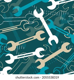 Servicio de corrección Herramientas llave en mano Vector Diseño gráfico sin costuras de diseño para el fondo y la ropa