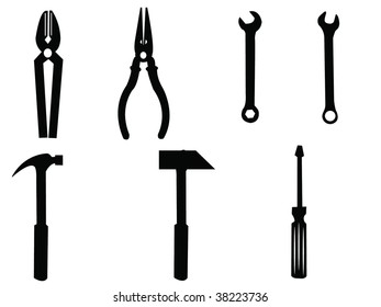 fixing tools vector silhouettes