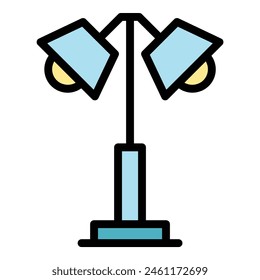 Fixture lamp icon outline vector. Floor stand. Interior light color flat