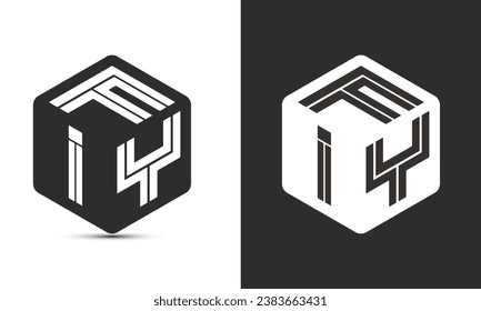 FIY letter logo design with illustrator cube logo, vector logo modern alphabet font overlap style. Premium Business logo icon. White color on black background