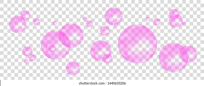  Fizz. Pink Fizzing Air Or Water Bubbles On White  Background. Fizzy Sparkles. Gum. Vector Texture.