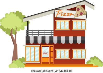Fizza shop flat design for graphic design purposes
