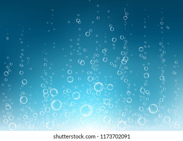 Fizzing air bubbles in blue water.  Vector texture.