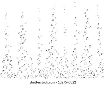 Fizzing Air Bubbles On White Background. Underwater Oxygen Texture Of Water Or Drink. Fizzy Bubbles In Soda Water, Champagne, Sparkling Wine, Lemonade, Aquarium, Sea, Ocean. Realistic 3d Illustration.