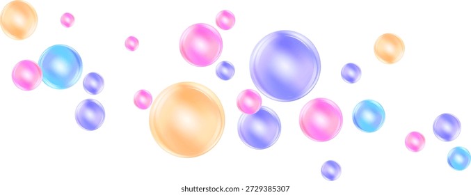 Fizzende Luft- und Wasserrosa Blasen auf weißem Hintergrund mit flauschigen Funkeln. Vektortextur von Kaugummi- und Kollagenblasen für verträumtes Design.Hintergrund.