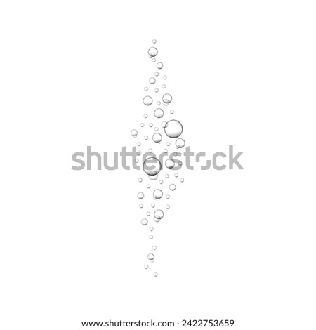 Fizzy carbonated drink texture. Underwater oxygen bubbles. Champagne, beer, soda, cola, seltzer, sparkling wine stream. Soap, shampoo, gel suds. Effervescent pill trace. Vector realistic illustration