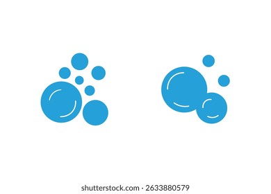"Fizzy Drink and Bubble Icon Set. Soda efervescente, gotas de água, espuma e coleção de vetor de sabão."
