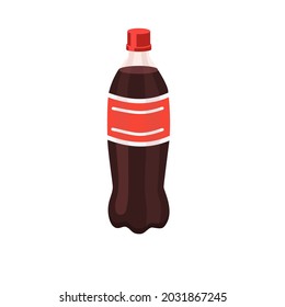 Fizzy drink liter bottle, cola bottle vector, icon of beverage package without background 