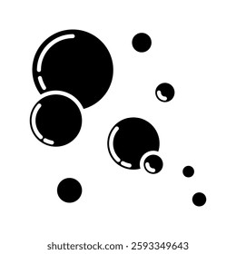 Fizzy Drink, Water Bubble Black and Line Pictogram. Sphere Foam, Aquarium. Clear Soda Drops Line and Silhouette Icon Set. Soap Symbol Collection. Isolated