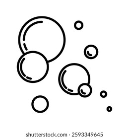 Fizzy Drink, Water Bubble Black and Line Pictogram. Sphere Foam, Aquarium. Clear Soda Drops Line and Silhouette Icon Set. Soap Symbol Collection. Isolated