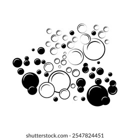 Fizzy drink water bubble icon design. Bubbles design vector art. Clear soda drops line icon silhouettes.