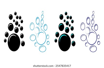 Fizzy drink water bubble icon design. Bubbles design vector art. Clear soda drops line icon silhouettes.