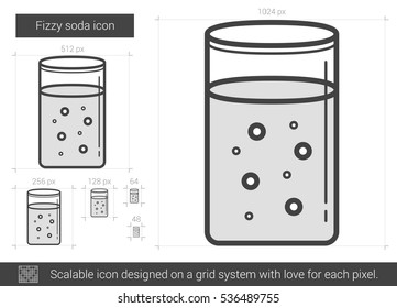 Icono de línea vectorial de soda Fizzy aislado en fondo blanco. Icono de la línea de refresco Fizzy para infografía, sitio web o aplicación. Icono escalable diseñado en un sistema de cuadrícula.