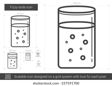 Fizzy soda vector line icon isolated on white background. Fizzy soda line icon for infographic, website or app. Scalable icon designed on a grid system.