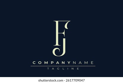 FJ abstract Logo. Elegantly Designed Minimalist Monogram Logo with Stylish Lettering. Sophisticated and sleek minimalist monogram showcasing unique lettering design.