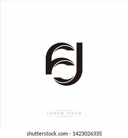 fj f j Initial Letter Split Lowercase Modern Monogram linked outline rounded logo