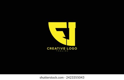 FJ FU Abstract initial monogram letter alphabet logo design