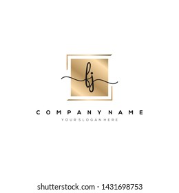 FJ handwriting initial logo template vector.