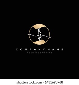 FJ handwriting initial logo template vector.