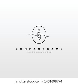 FJ handwriting initial logo template vector.