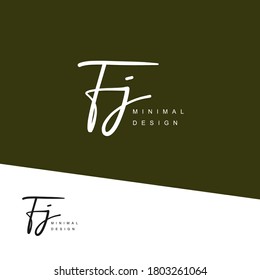 FJ Initial handwriting or handwritten logo for identity. Logo with signature and hand drawn style.