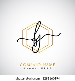 FJ Initial Handwriting logo template vector