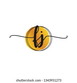 FJ  Initial Handwriting logo template vector