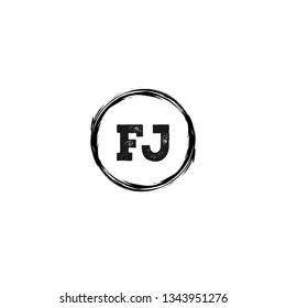 FJ  Initial Handwriting logo template vector
