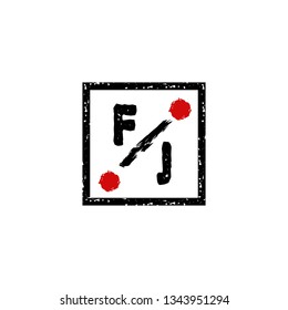 FJ  Initial Handwriting logo template vector