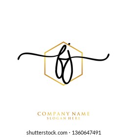 FJ Initial handwriting logo template