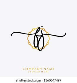FJ Initial handwriting logo template