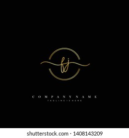 FJ initial handwriting logo template vector