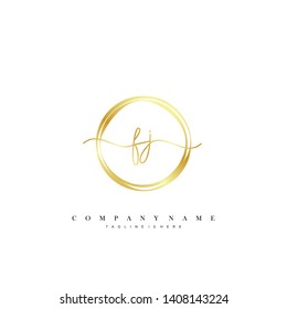 FJ initial handwriting logo template vector