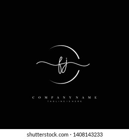 FJ initial handwriting logo template vector