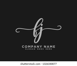 FJ Initial Handwriting Logo Vector