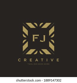 Letra inicial de FJ ornamento de lujo monograma modelo vector.