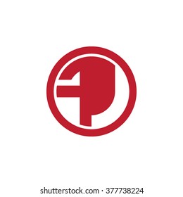 FJ initial letters circle business logo red