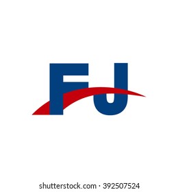 FJ initial overlapping swoosh letter logo blue red