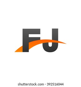 FJ initial overlapping swoosh letter logo black orange
