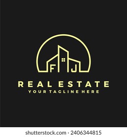 FJ initials homes modern building company logo vector.eps