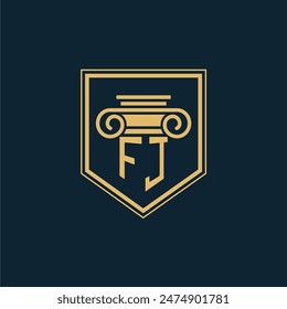 Logo de la firma de abogados de FJ Initials Law Firm con elemento de derecho creativo
